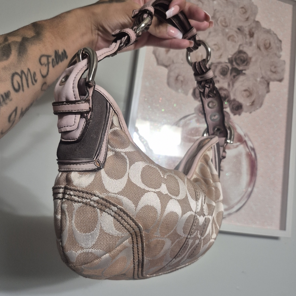 Coach Beige and Pink Shoulder Bag Rare Wont Find Another Like This